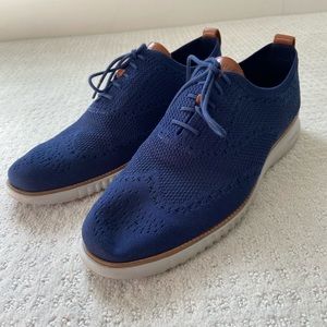 Men’s Cole Haan Zero Grand Knit Oxfords. Navy blue.